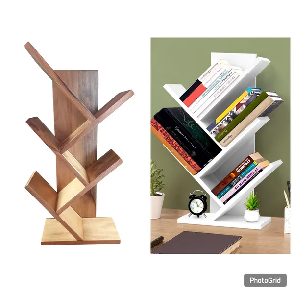 Tree_Shaped_Book_shelf_Combo_White_and_Teak_Natural,_Pack_of_2