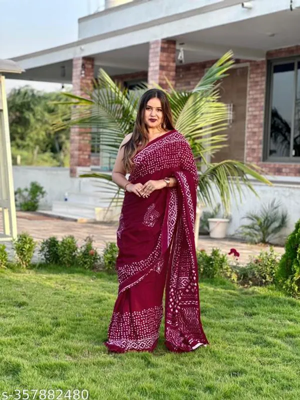 Multicolor_Hand_Block_Printed_Pure_Cotton_Mulmul_Saree_For_Women_&_Girls