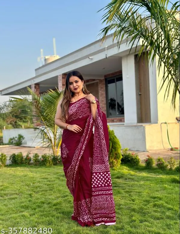 Multicolor_Hand_Block_Printed_Pure_Cotton_Mulmul_Saree_For_Women_&_Girls