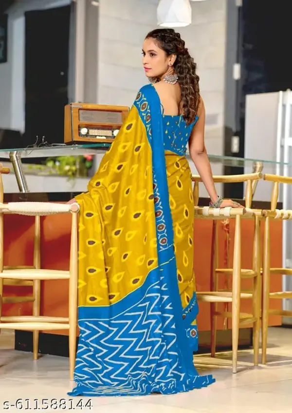 Multicolor_Hand_Block_Printed_Pure_Cotton_Mulmul_Saree_For_Women_&_Girls