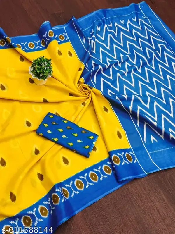 Multicolor_Hand_Block_Printed_Pure_Cotton_Mulmul_Saree_For_Women_&_Girls