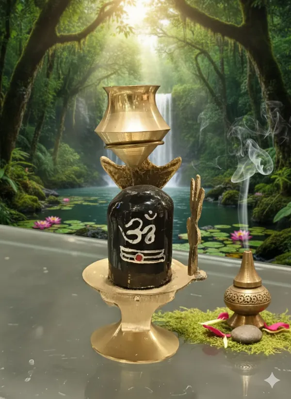 Brass_Shivling_Abhishek_Puja_Set_With_Trishul_And_Dhara_Patra