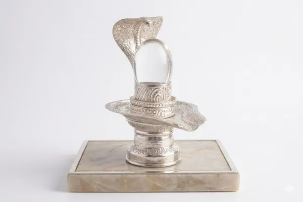 German_Silver_Shivling_With_Sphatik_Lingam