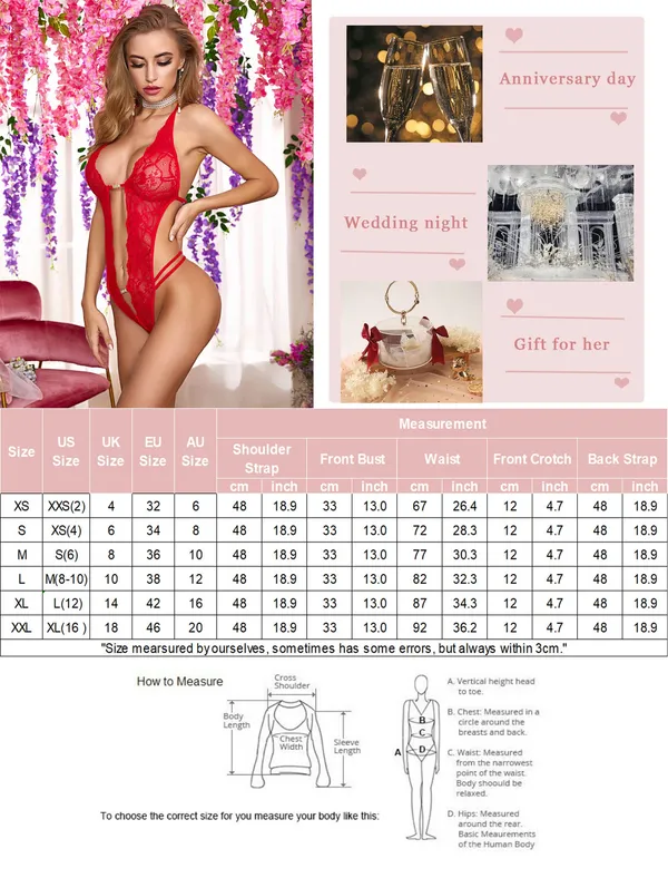 Women_1_Piece_Lingerie_Sexy_Lace_Bodysuit_Deep_V_Teddy_Babydolls�