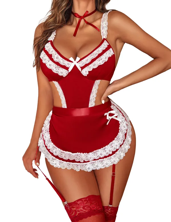 Womens_Lingerie_Sets_Lace_V_Neck_Teddy_Babydoll