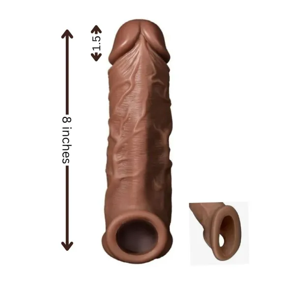 Brown_Realistic_Penis_Sleeve_6_Inches
