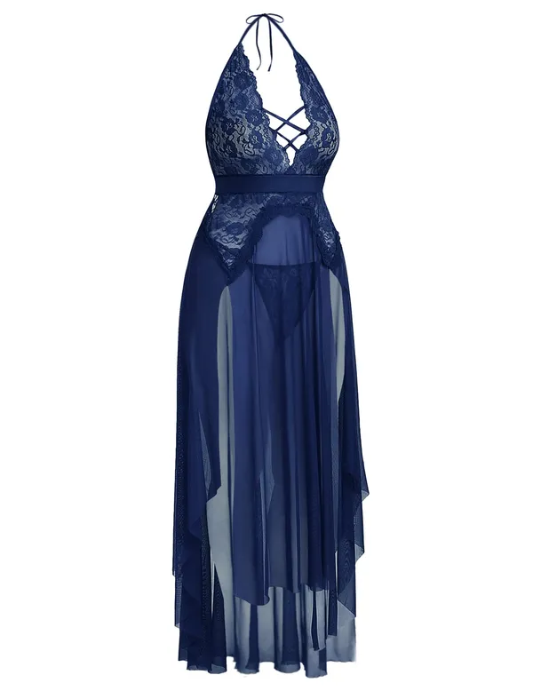 Plus_Size_Lingerie_For_Women_Babydoll_Sexy_Mesh_Maxi_Nightdress_Exotic_Sleepwear_Side_Slits