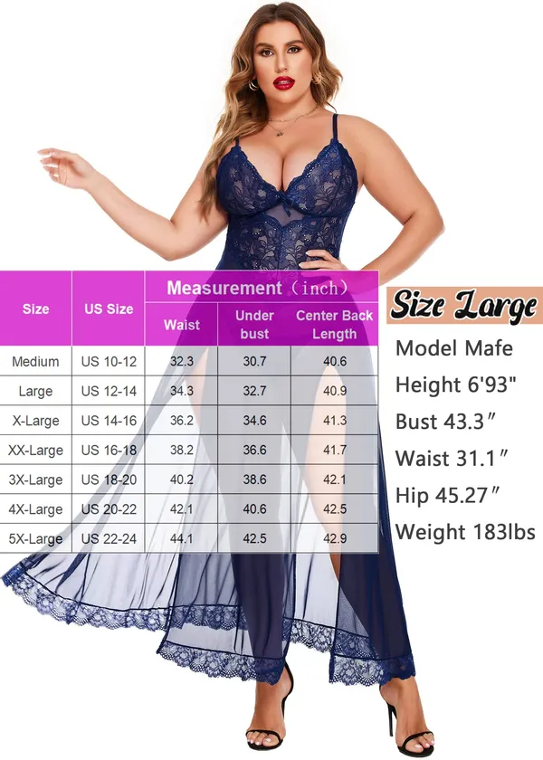 Tryforus_Plus_Size_Lingerie_for_Women_Sexy_Lace_Babydoll_Long_Lingerie_Dress_Side_Split_Nightgown