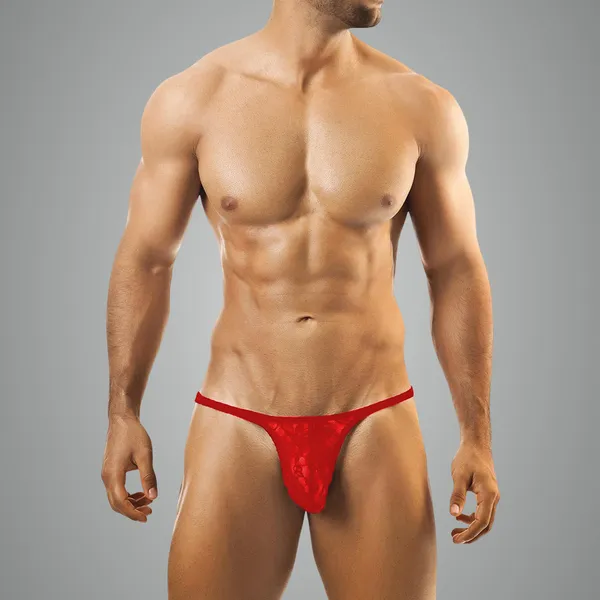 Red_Lace_Fabric_G_String_Lingerie_For_Men