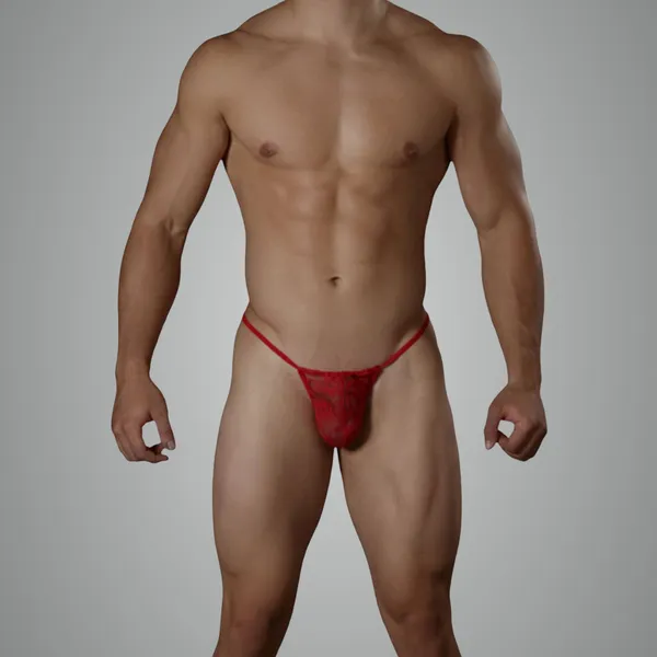 Red_Lace_Fabric_G_String_Lingerie_For_Men