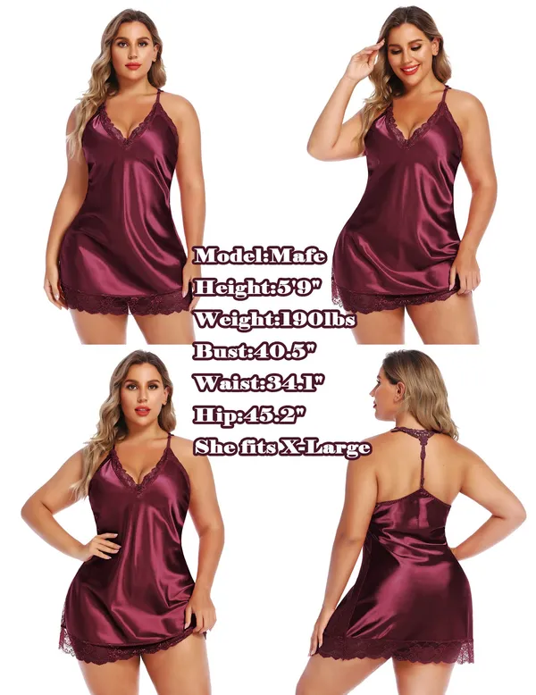 Women's_Med_Lingerie_Satin_Lace_Chemise_Nightgown_Full_Slips_Sleepwear
