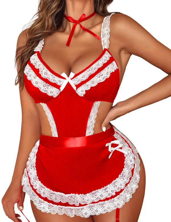 Womens_Lingerie_Sets_Lace_V_Neck_Teddy_Babydoll