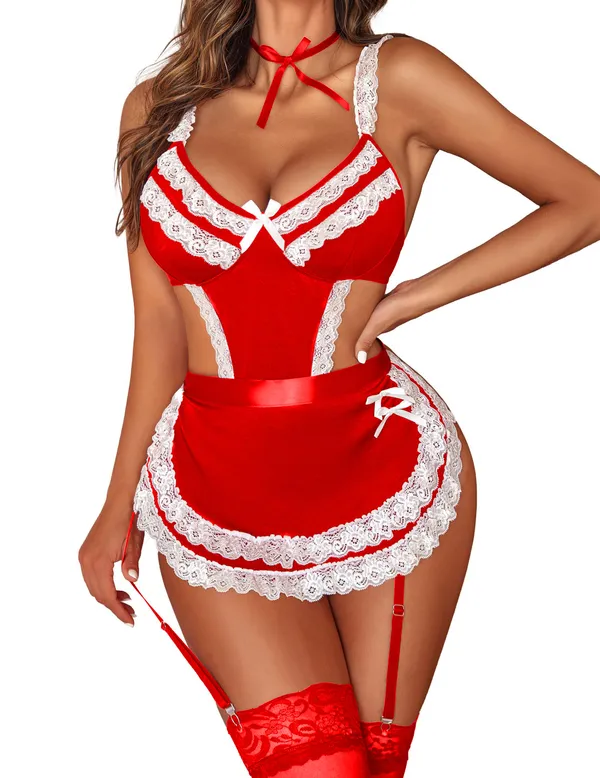Womens_Lingerie_Sets_Lace_V_Neck_Teddy_Babydoll