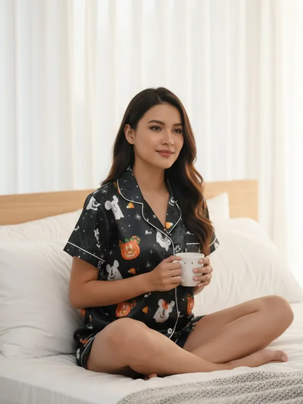 Women_Printed_Lapel_Collar_Nightdress