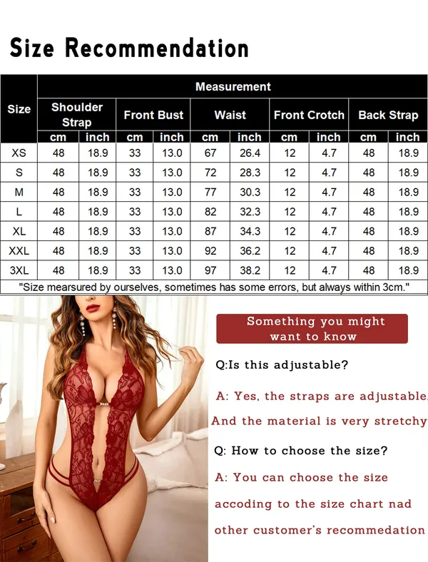 Women_1_Piece_Lingerie_Sexy_Lace_Bodysuit_Deep_V_Teddy_Babydolls�
