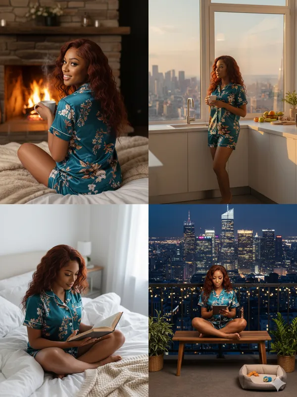 Women_Floral_Printed_Satin_T-shirt_&_Shorts_Nightdress