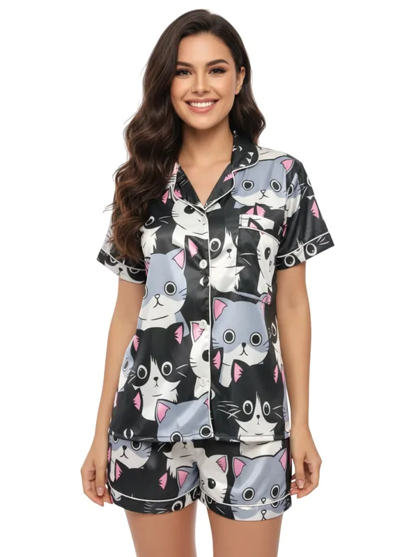 Women's_Casual_Printed_Satin_Nightsuit_Co-ord_Set_||_Short_Cute_Pajama_&_Top_Night_Dress_||_Everyday_Nightwear_Pyjama_Set