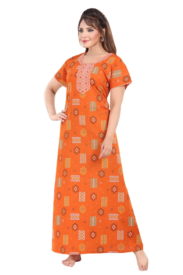 Orange_Premium_Cotton_Nighty_For_Women