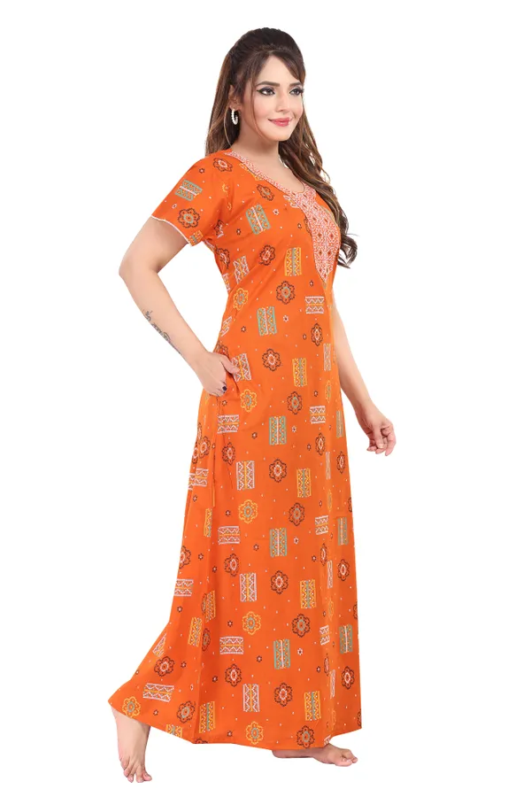 Orange_Premium_Cotton_Nighty_For_Women