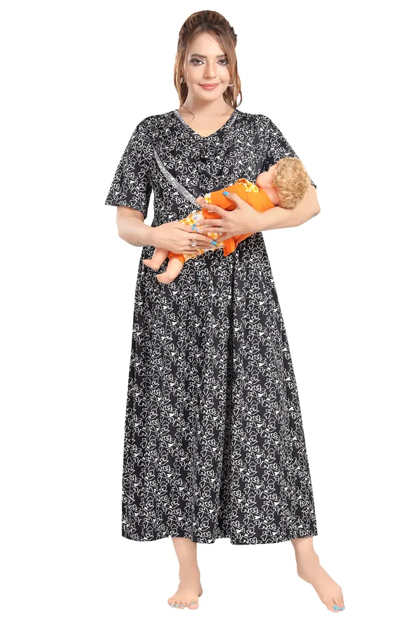 Grey_Premium_Cotton_Feeding_Nighty_For_Women