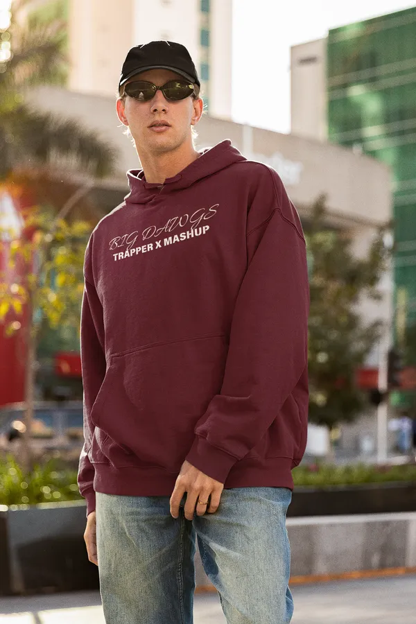 Maroon_Cotton_Blend_Mens_Oversized_Hoodie