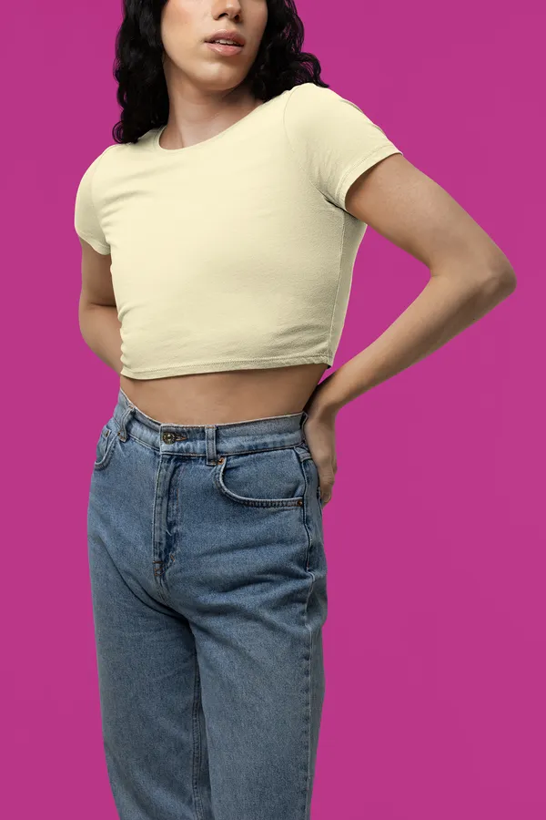 Light_Yellow_Pure_Cotton_Womens_Plain_Crop_Top