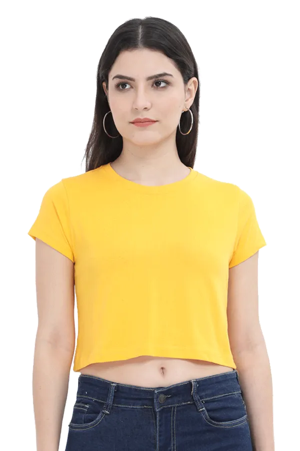 Yellow_Pure_Cotton_Womens_Plain_Crop_Top