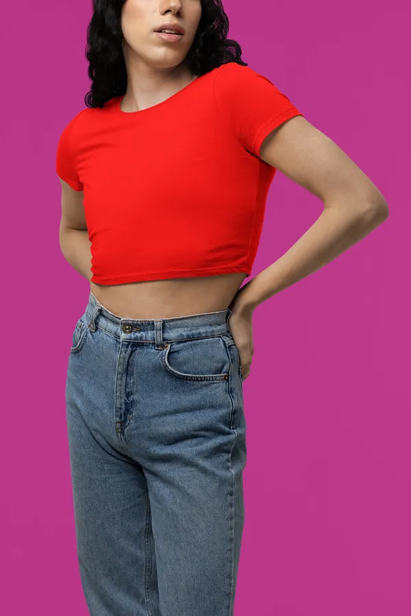 Red_Pure_Cotton_Womens_Plain_Crop_Top