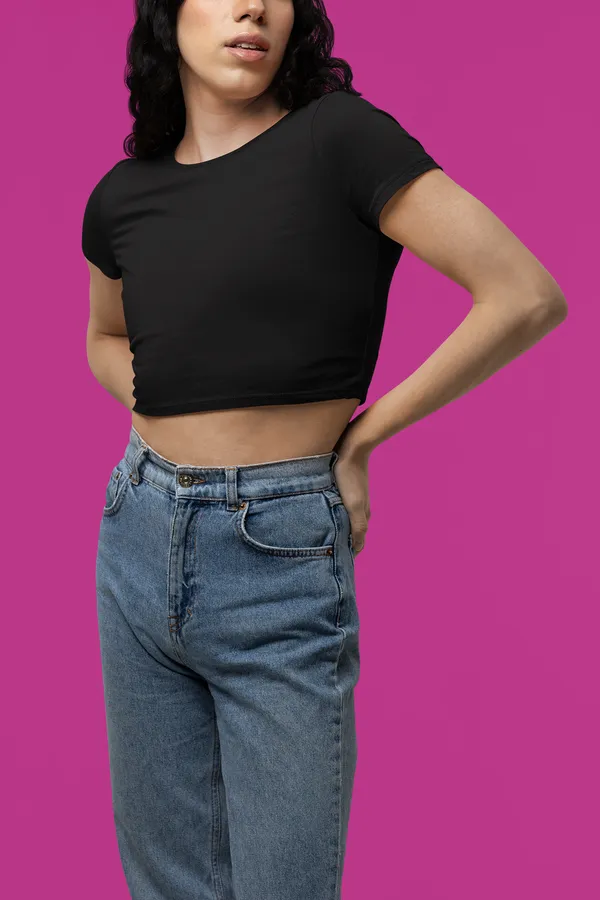 Black_Pure_Cotton_Womens_Plain_Crop_Top