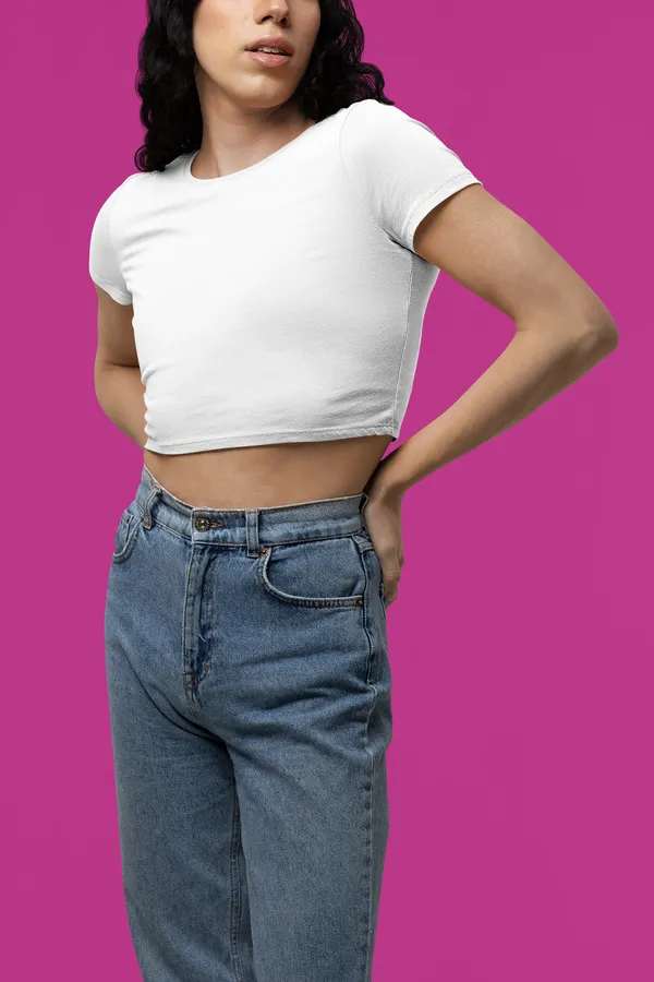 White_Pure_Cotton_Womens_Plain_Crop_Top