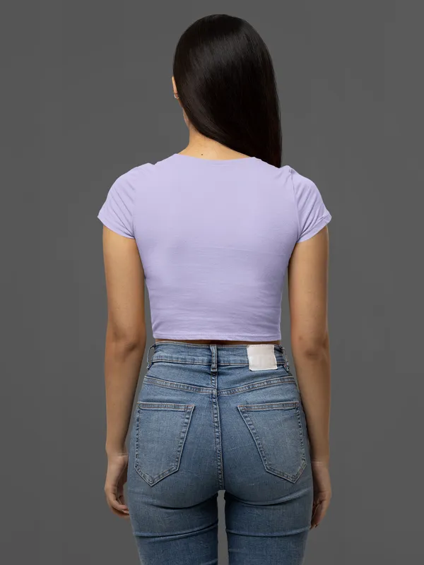 Lavender_Pure_Cotton_Womens_Plain_Crop_Top