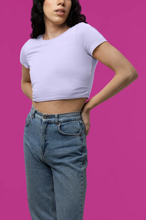 Lavender_Pure_Cotton_Womens_Plain_Crop_Top