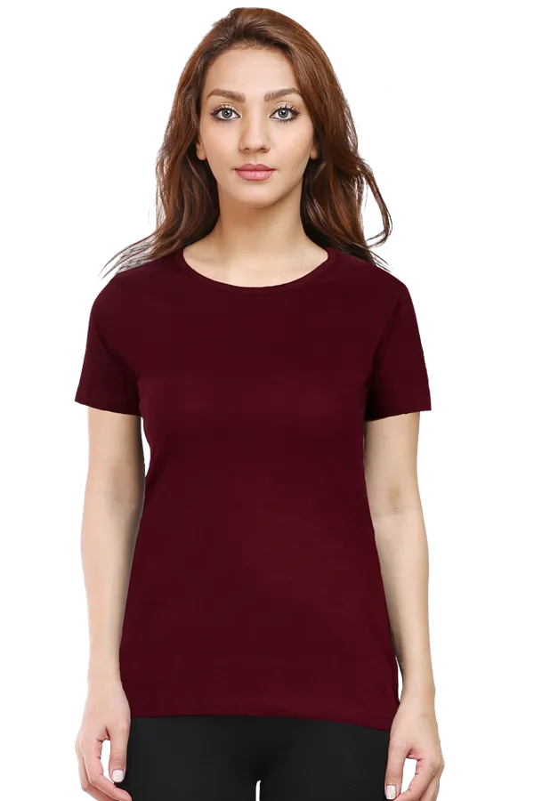 Maroon_Pure_Cotton_Premium_Classic_Fit_Womens_T-Shirt