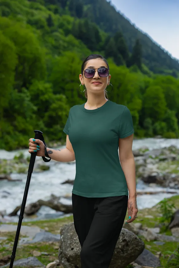 Dark_Green_Pure_Cotton_Premium_Classic_Fit_Womens_T-Shirt