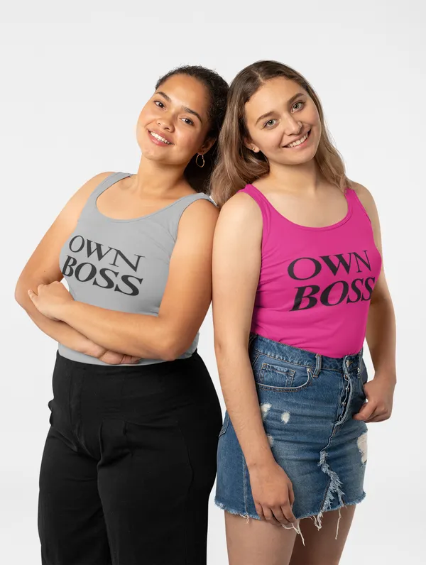 Grey_Melange_Pure_Cotton_Womens_Own_Boss_Printed_Tank_Top