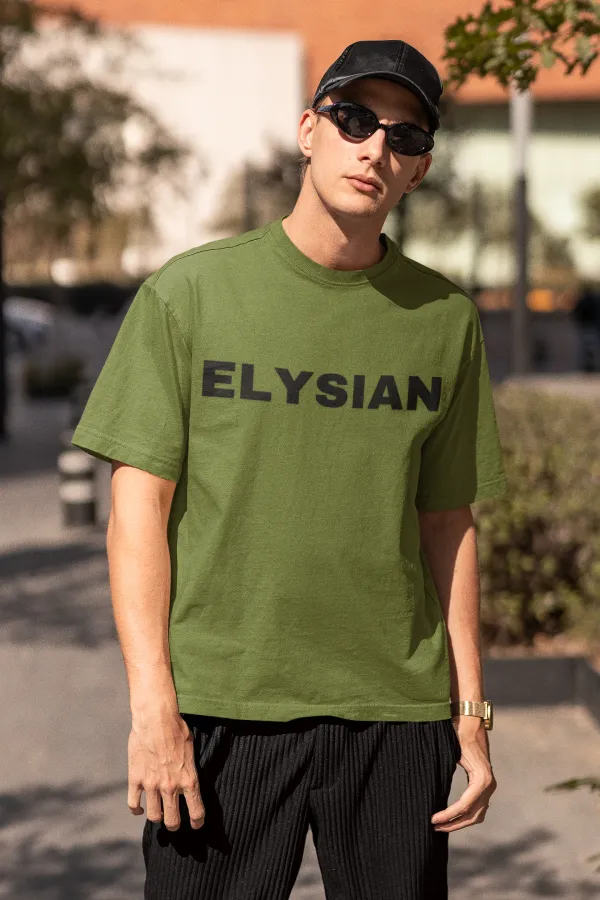 Olive_Green_Pure_Cotton_Unisex_Oversized_Puff_Print_T-Shirt_|_Bold,_Trendy_&_Comfy