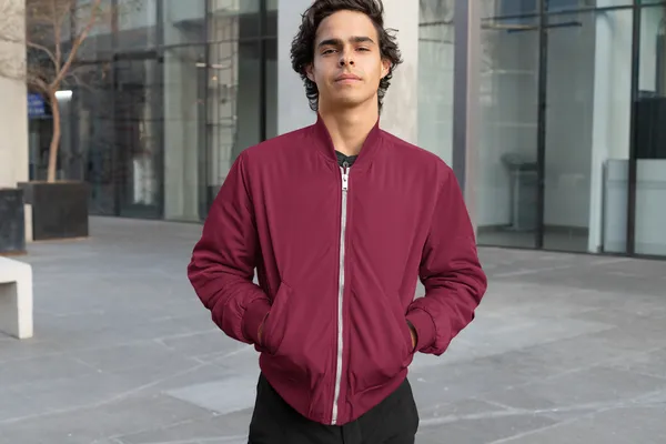 Maroon_Soft,_Breathable_Fabric_Mens_Classic_Plain_Bomber_Jacket