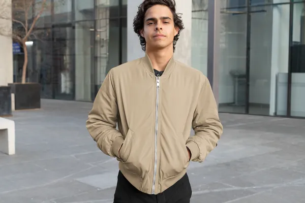 Light_Brown_Soft,_Breathable_Fabric_Mens_Classic_Plain_Bomber_Jacket