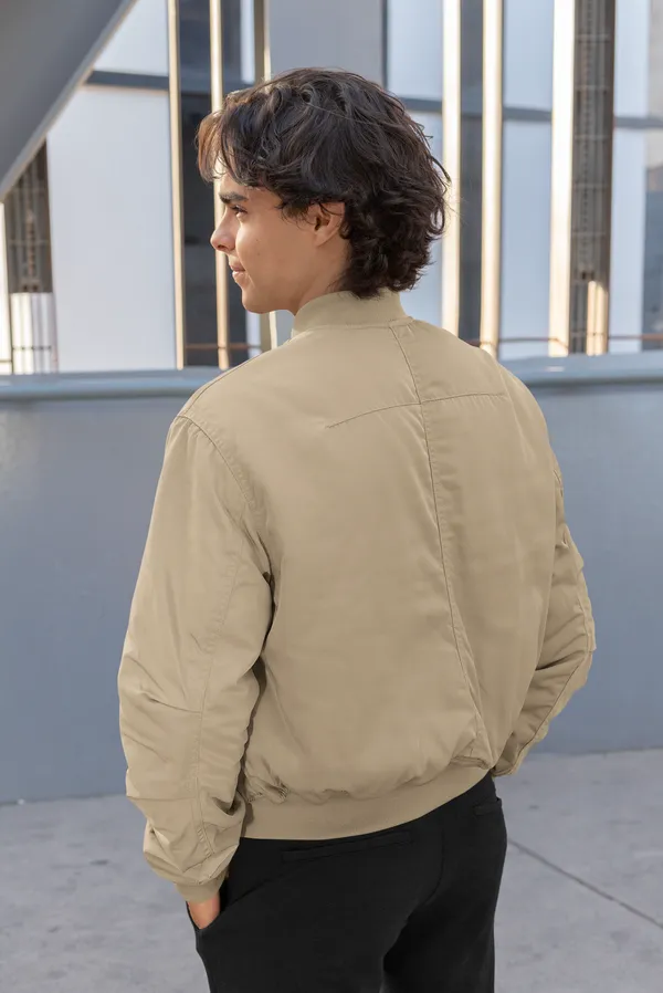 Light_Brown_Soft,_Breathable_Fabric_Mens_Classic_Plain_Bomber_Jacket