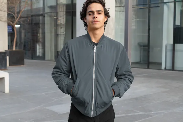 Grey_Soft,_Breathable_Fabric_Mens_Classic_Plain_Bomber_Jacket