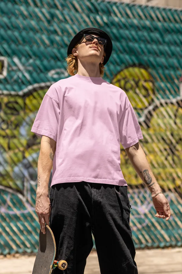 Light_Baby_Pink_Pure_Cotton_Mens_Oversized_Standard_Tee_|_Plain_And_Premium!