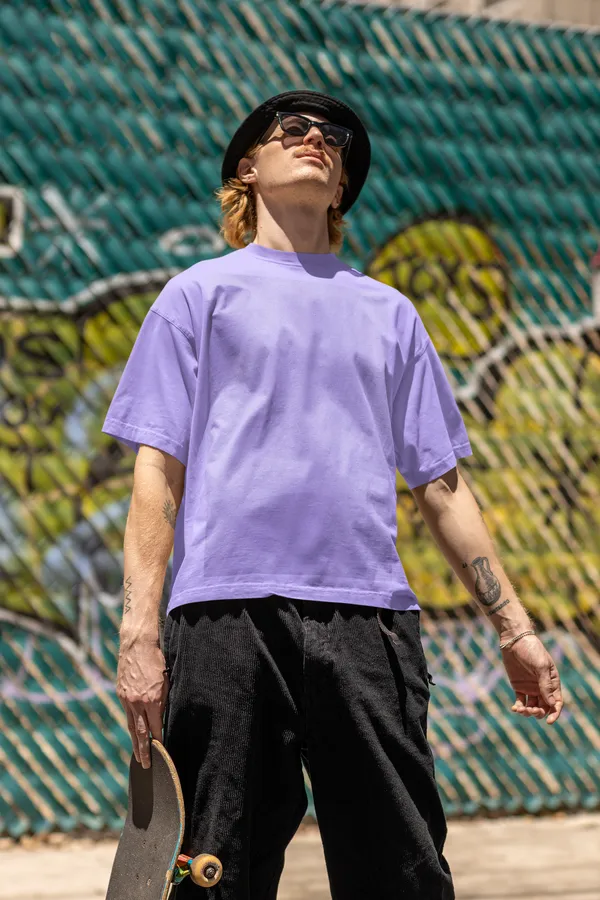 Lavender_Pure_Cotton_Mens_Oversized_Standard_Tee_|_Plain_And_Premium!