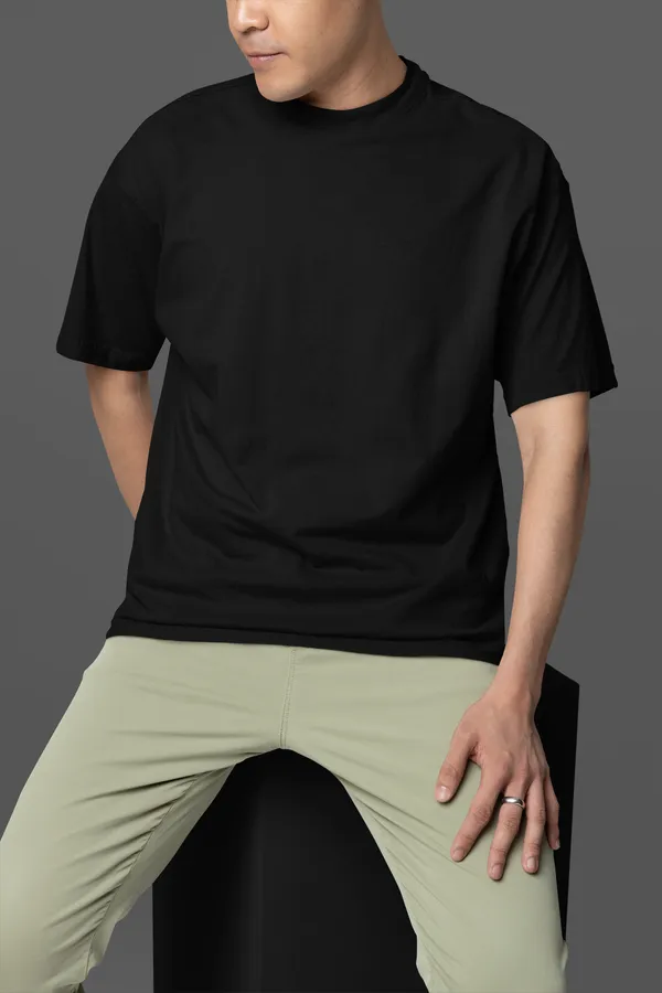 Black_Cotton_Blend_Mens_Premium_Oversized_Tee