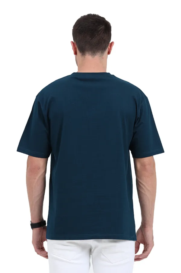 Petrol_Blue_Cotton_Blend_Mens_Premium_Oversized_Tee