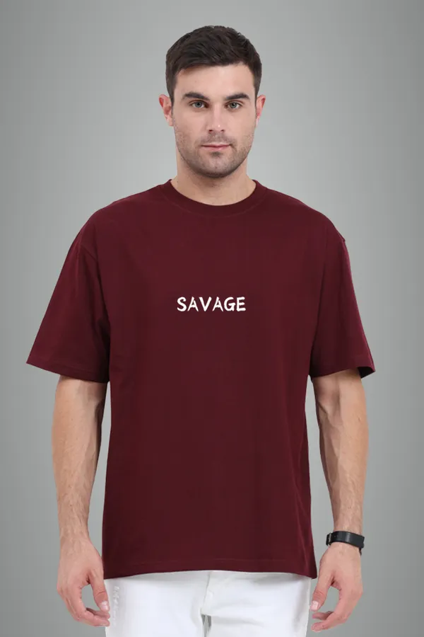 Maroon_Pure_Cotton_Savage_Unisex_Premium_Oversized_T-Shirts