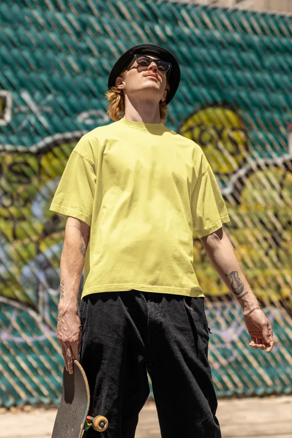 Yellow_Pure_Cotton_Ultimate_Comfort_Mens_Oversized_Standard_Tee_|_Plain_And_Premium
