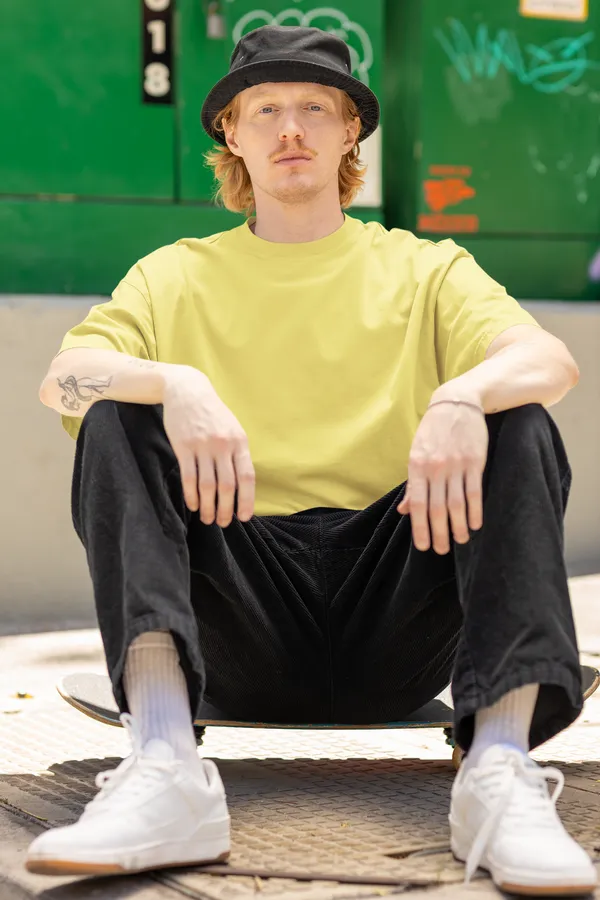 Yellow_Pure_Cotton_Ultimate_Comfort_Mens_Oversized_Standard_Tee_|_Plain_And_Premium