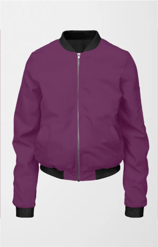 Wine_Ultra-Soft_Fabric_Womens_Plain_Bomber_Jacket