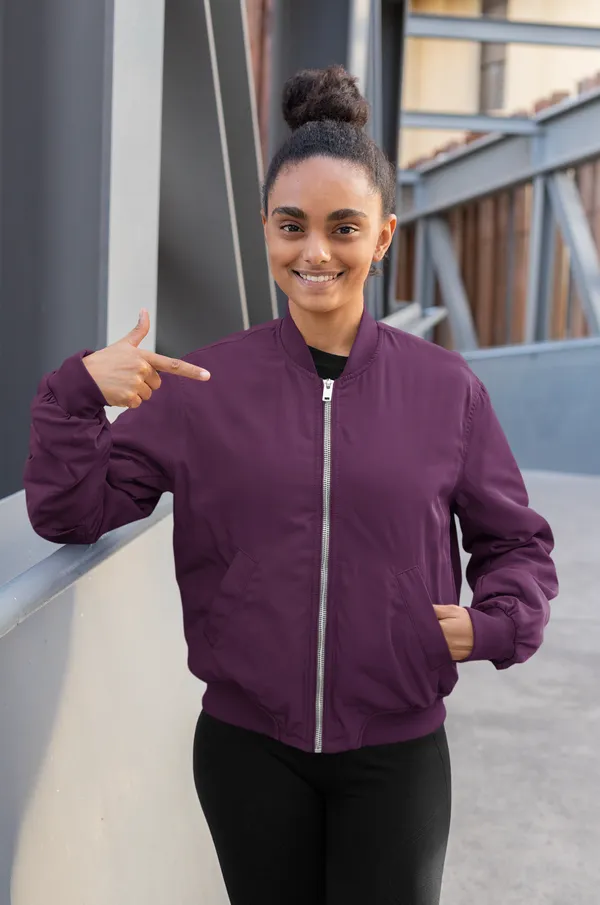Wine_Ultra-Soft_Fabric_Womens_Plain_Bomber_Jacket