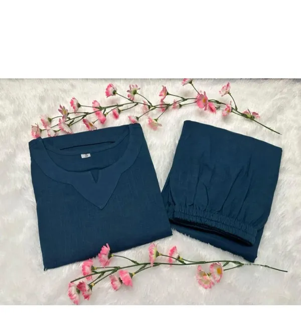 Cotton_Slub_Teal_Blue_Color_Co-ord_Set